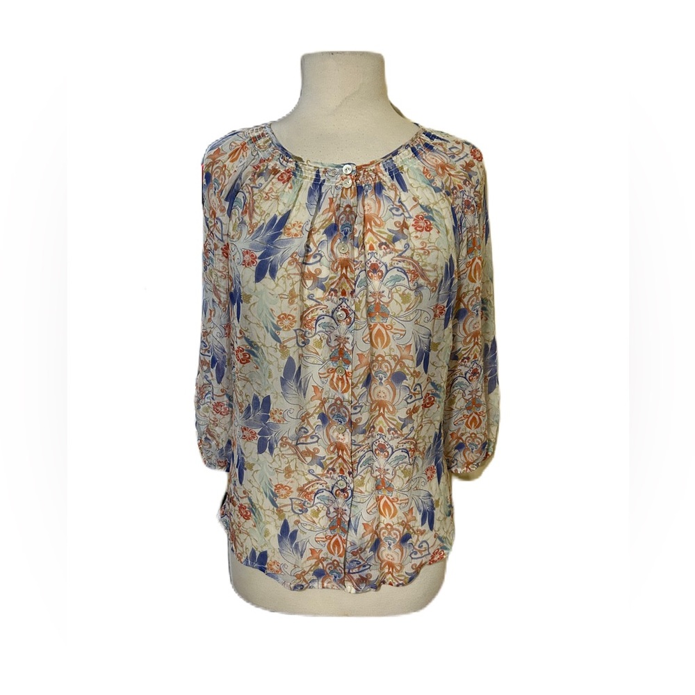 Sundance 100% Silk Women’s Small Floral Fairy Romantic Ethereal Sheer Blouse